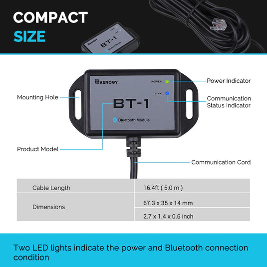 Renogy BT-1 Bluetooth Module (New Version) SKU: RCM-BT1-G2-US