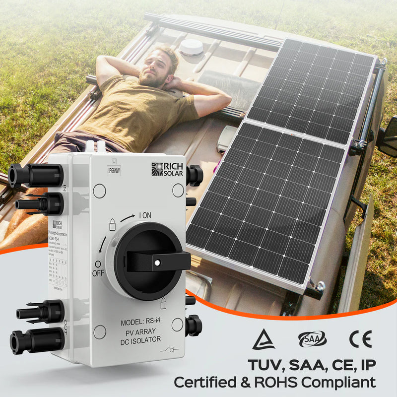 Load image into Gallery viewer, Rich Solar Solar PV DC Quick Disconnect Switch | Solar Array DC Quick Disconnect Switch | 1500 Volt 55 Amp | 4 Pole 2 Strings | Easy to Install RS-i4
