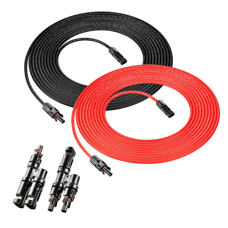 Load image into Gallery viewer, Rich Solar 30Ft 10 Gauge Solar Panel Extension Cable with Male and Female Solar Connector Ends and Parallel Connectors | Pair of 10AWG Red and Black Extension Wire and Parallel Connectors | Choose Cable Length: 30ft, 50ft RS-30102T2
