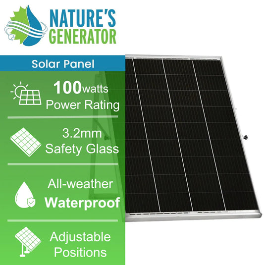 Nature's Generator 100W Rigid Solar Panels + Cables + MC4 Connectors HKNGPNKTI