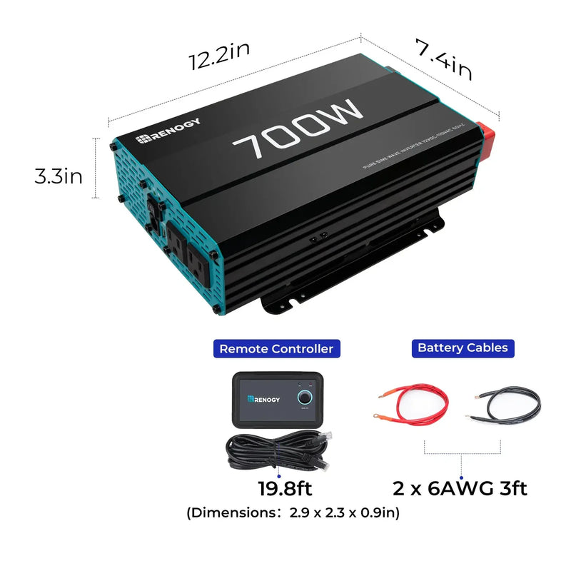 Load image into Gallery viewer, Renogy 700W 12V Pure Sine Wave Inverter RNG-INVT-700-12V-P2-G2-US
