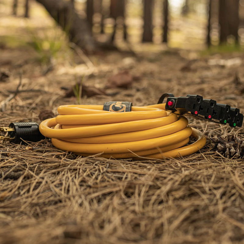 Load image into Gallery viewer, Firman 25ft Heavy Duty L14-30P to (4) 5-20R Power Cord With Storage Strap 1120
