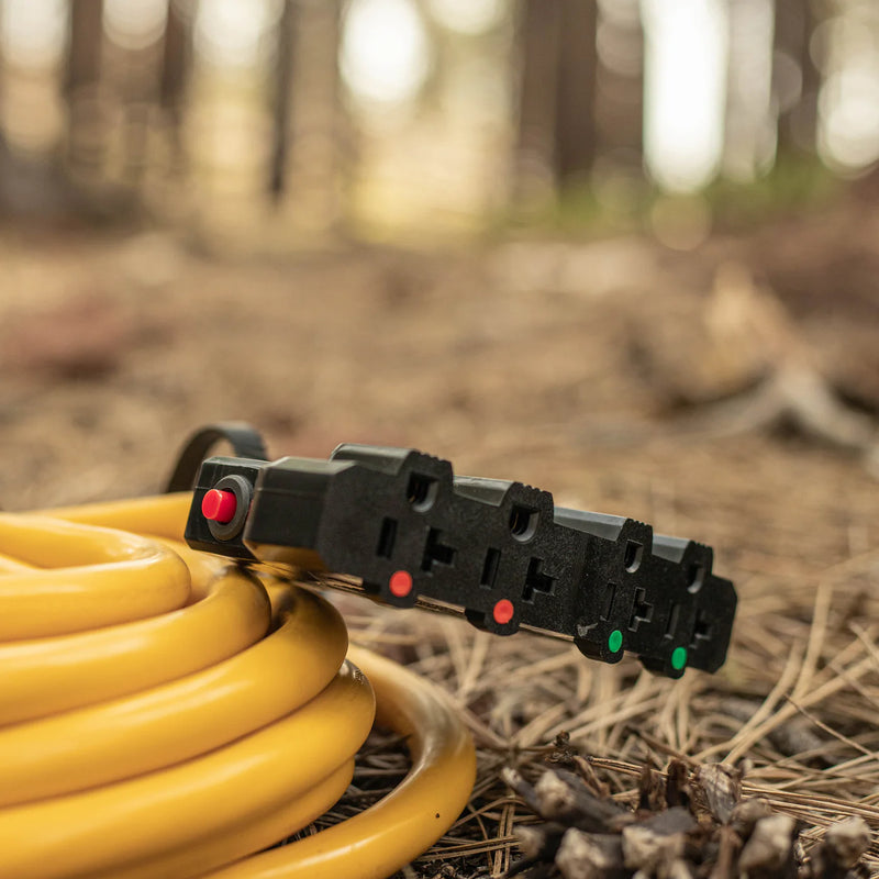 Load image into Gallery viewer, Firman 25ft Heavy Duty L14-30P to (4) 5-20R Power Cord With Storage Strap 1120
