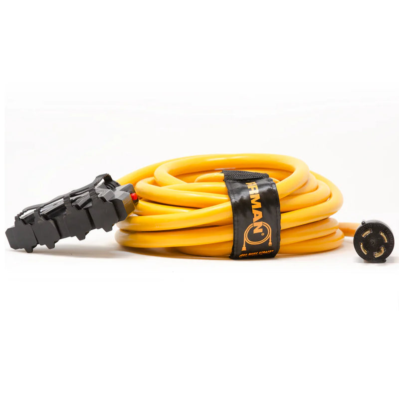 Load image into Gallery viewer, Firman 25ft Heavy Duty L14-30P to (4) 5-20R Power Cord With Storage Strap 1120
