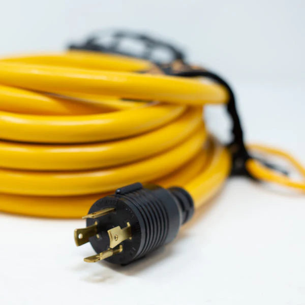Load image into Gallery viewer, Firman 25ft Heavy Duty L14-30P to (4) 5-20R Power Cord With Storage Strap 1120
