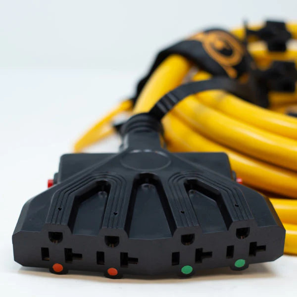 Load image into Gallery viewer, Firman 25ft Heavy Duty L14-30P to (4) 5-20R Power Cord With Storage Strap 1120
