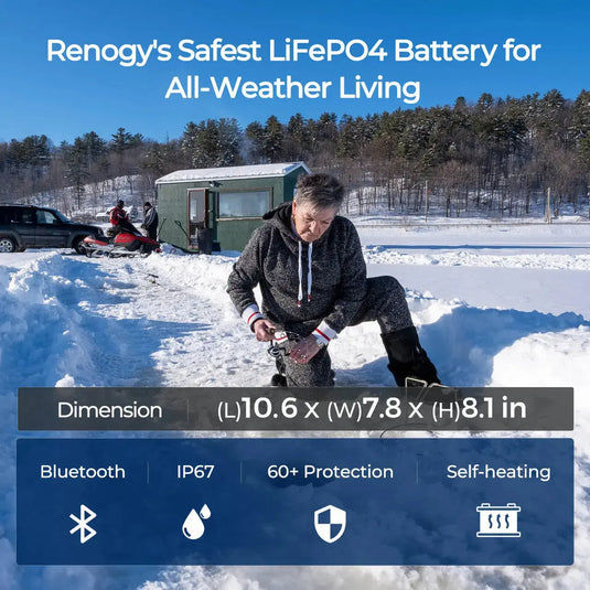 Renogy 12V 100Ah Smart Lithium Iron Phosphate Battery w/Bluetooth & Self-heating Function | Pro Series RBT12100LFP-BT-G1-US