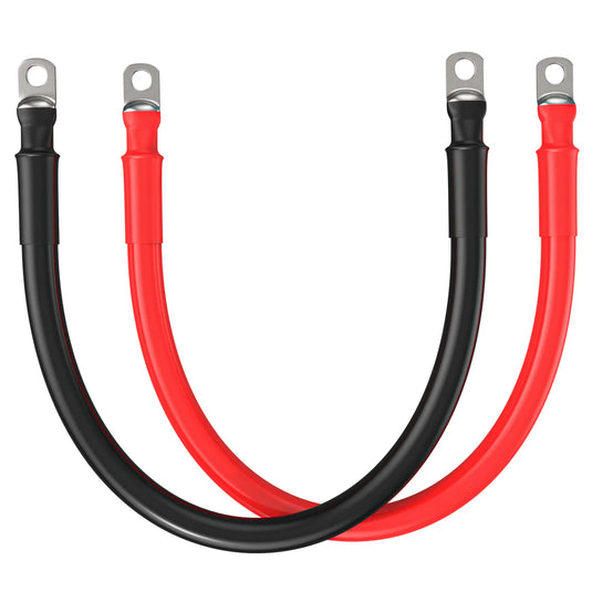 Rich Solar 10Ft 2 Gauge 5/16” Battery Cables | Pair of 2AWG Red and Black Pure Copper Inverter Battery Cables with 5/16” Lugs RS-2A10F5