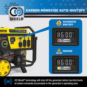 Champion 6500W Electric Start Tri Fuel Generator with CO Shield® 201169