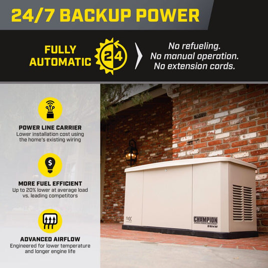Champion 26 kW Whole House Home Standby Generator and 100A Switch with fleX Technology 201612
