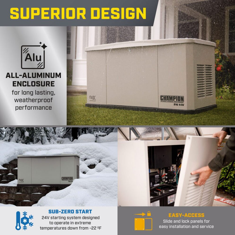 Load image into Gallery viewer, Champion 26 kW Whole House Home Standby Generator and 100A Switch with fleX Technology 201612
