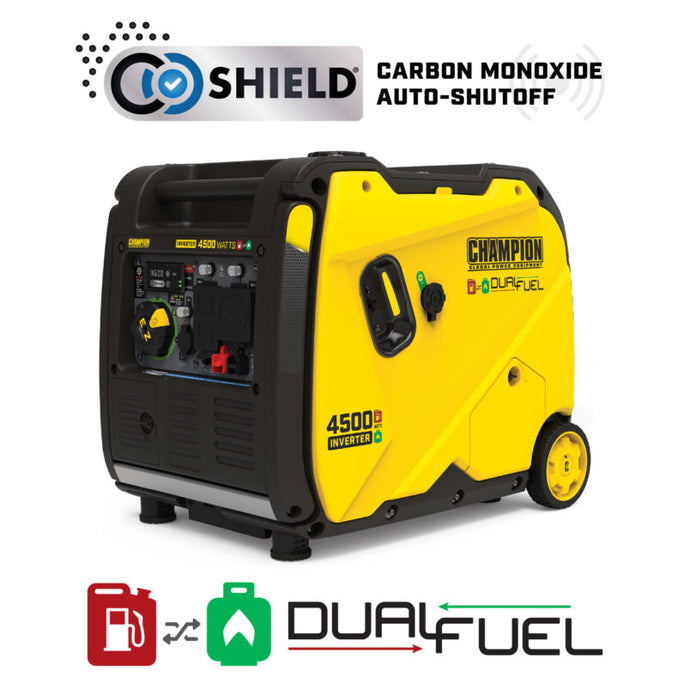 Champion 4500W Electric Start Dual Fuel Inverter with CO Shield  201319