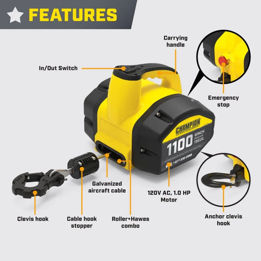 Champion 1100 lb. Winch Kit 201371