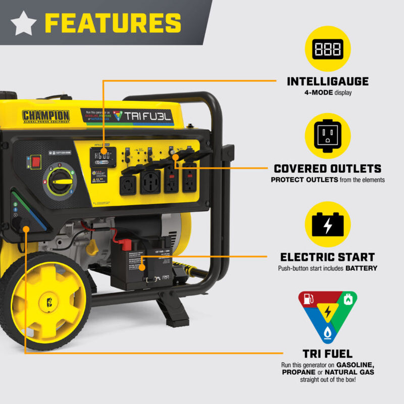 Load image into Gallery viewer, Champion 10,000W Electric Start Tri Fuel Generator with CO Shield®  201438 - Backup Generator Store
