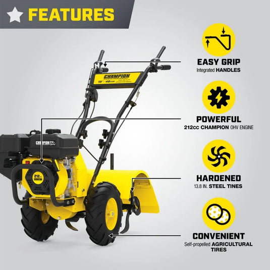 Champion 19 in. Rear Tine Tiller 201464