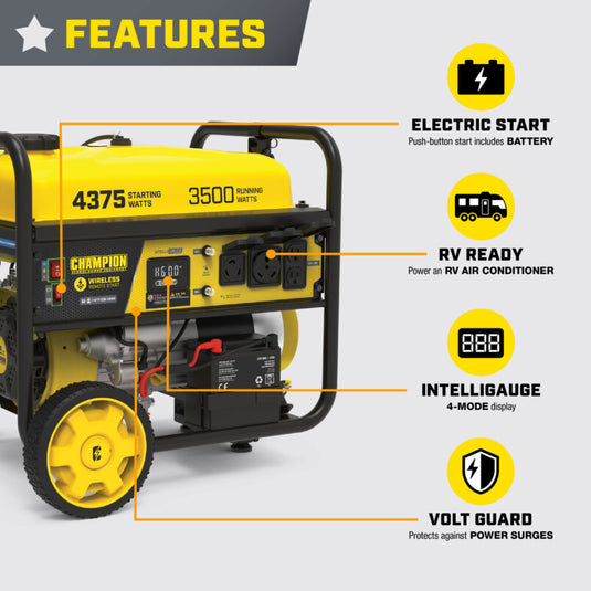 Champion 3500W Wireless Start Generator with CO Shield®  201489 - Backup Generator Store