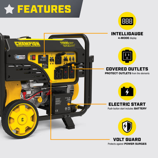 Champion 9200W Electric Start Generator with CO Shield® 201494 - Backup Generator Store