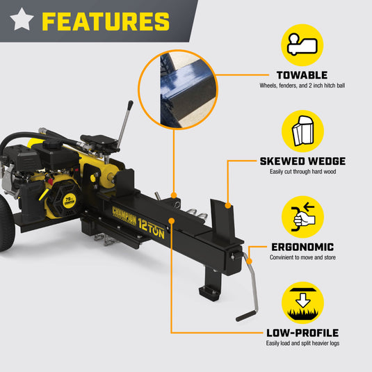 12T Log Splitter with Hitch Adapter