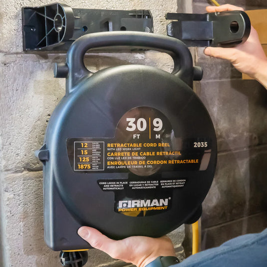Firman 30ft Retractable Extension Cord Reel 5-15P to 4x5-20R 2035