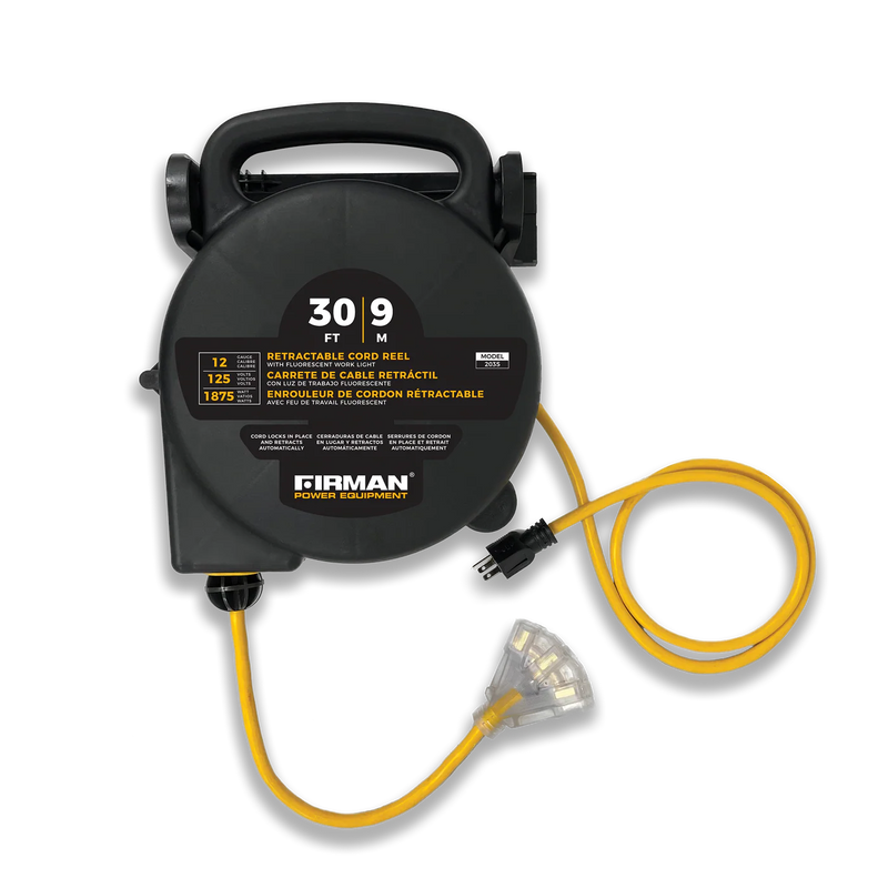 Load image into Gallery viewer, Firman 30ft Retractable Extension Cord Reel 5-15P to 4x5-20R 2035
