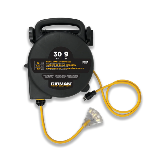 Firman 30ft Retractable Extension Cord Reel 5-15P to 4x5-20R 2035