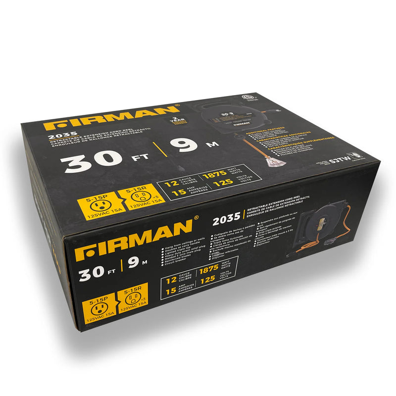 Load image into Gallery viewer, Firman 30ft Retractable Extension Cord Reel 5-15P to 4x5-20R 2035
