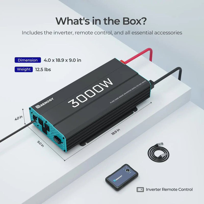 Load image into Gallery viewer, Renogy 3000-Watt 12-Volt Pure Sine Wave Inverter RNG-INVT-3000-12V-P2-G3-US
