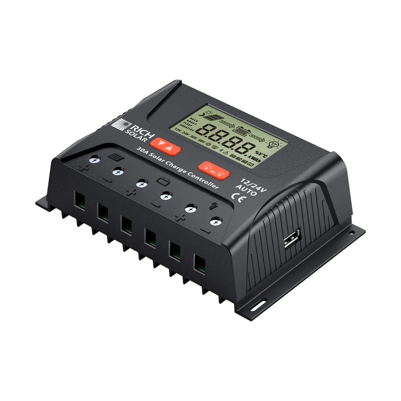 Load image into Gallery viewer, Rich Solar BRAVO LEGEND 30 | 30 Amp PWM Solar Charge Controller | 12V/24V Auto 30A PWM Controller for RVs, Trailers, Campers, Vans, Boats, Off-Grid RS-PWM30P
