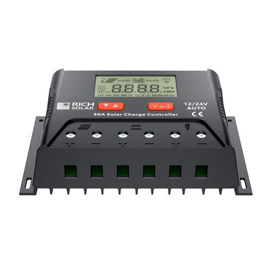 Rich Solar BRAVO LEGEND 30 | 30 Amp PWM Solar Charge Controller | 12V/24V Auto 30A PWM Controller for RVs, Trailers, Campers, Vans, Boats, Off-Grid RS-PWM30P