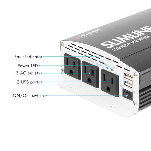 Load image into Gallery viewer, Wagan SlimLine AC Inverter 1500 Watt (MSW) EL3722
