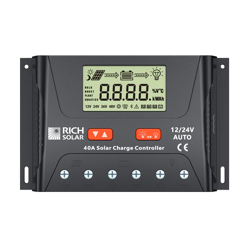 Load image into Gallery viewer, Rich Solar BRAVO LEGEND 40 | 40 Amp PWM Solar Charge Controller | 12V/24V Auto, 3-Stage Charging for RVs, Boats, Off-Grid Systems RS-PWM40P
