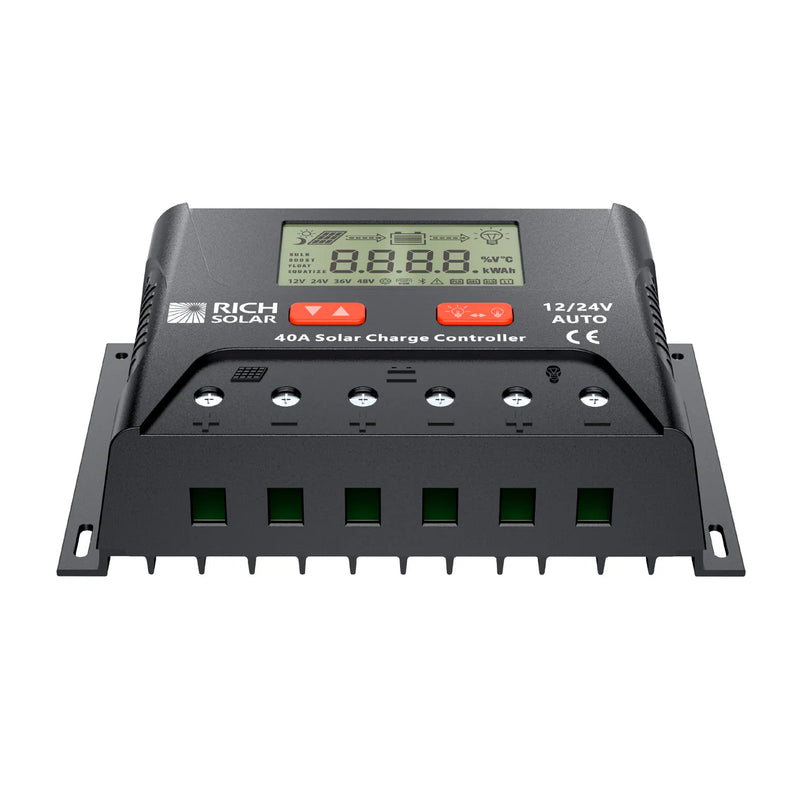 Load image into Gallery viewer, Rich Solar BRAVO LEGEND 40 | 40 Amp PWM Solar Charge Controller | 12V/24V Auto, 3-Stage Charging for RVs, Boats, Off-Grid Systems RS-PWM40P
