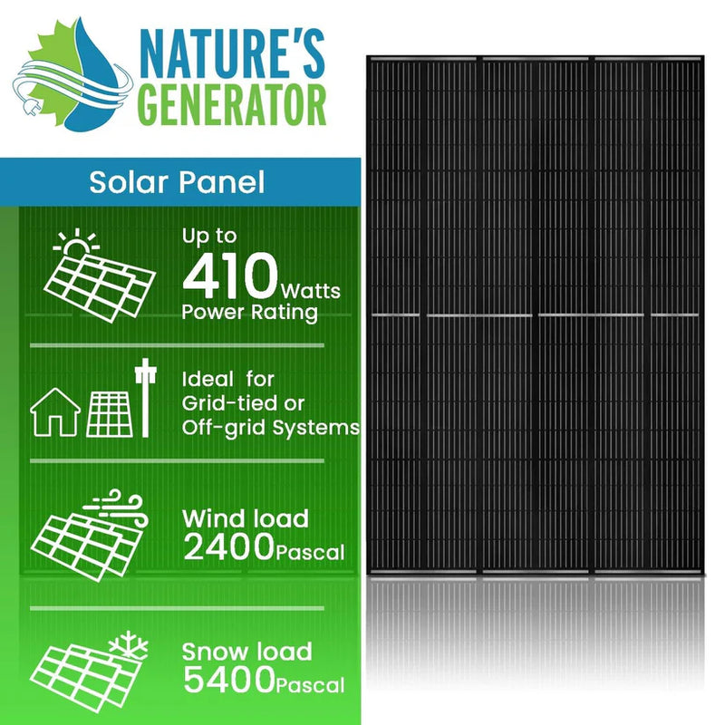 Load image into Gallery viewer, Nature's Generator 410 Watt Monocrystalline Solar Panel (2 Pack) NG2SP410
