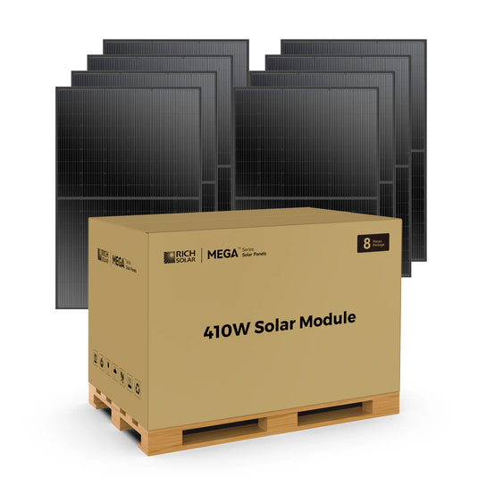 Rich Solar MEGA 410 | 410 Watt Solar Panel | Premium Grid-tie or Off-grid Solar Panel for Residential, Commercial, Agriculture | 25-Year Output Warranty RS-M410-8