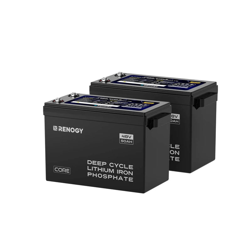 Load image into Gallery viewer, Renogy 48V 50Ah Smart Lithium Iron Phosphate Battery w/Self-heating 2 Pack | Core Series RBT4850LFPSHx2-US
