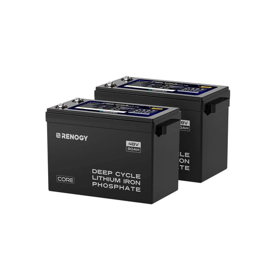 Renogy 48V 50Ah Smart Lithium Iron Phosphate Battery w/Self-heating 2 Pack | Core Series RBT4850LFPSHx2-US