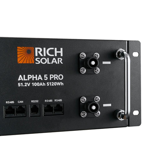 Rich Solar 1 ALPHA 5 PRO HEATING | 51.2V 100Ah LiFePO4 Battery | Premium 48V Server Rack Lithium Battery for Residential, Commercial, RVs, Off-Grid | 7,000 Lifetime Cycles | 10 Year Warranty | UL1973, UL9540A Certified RS-B5121H