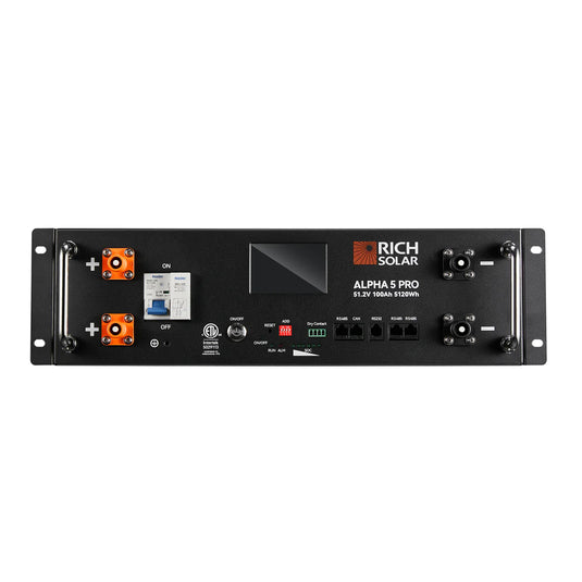 Rich Solar 1 ALPHA 5 PRO HEATING | 51.2V 100Ah LiFePO4 Battery | Premium 48V Server Rack Lithium Battery for Residential, Commercial, RVs, Off-Grid | 7,000 Lifetime Cycles | 10 Year Warranty | UL1973, UL9540A Certified RS-B5121H