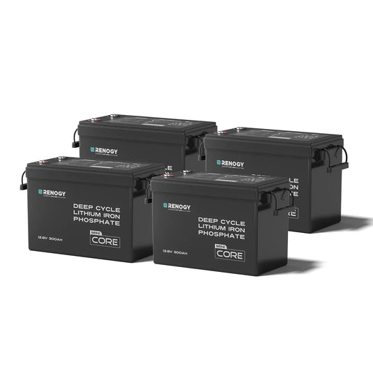 Mini Size 12V 300Ah LiFePO4 Battery w/ Low-Temperature Protection 4 Pack RBT12300LFP-Mx4-US
