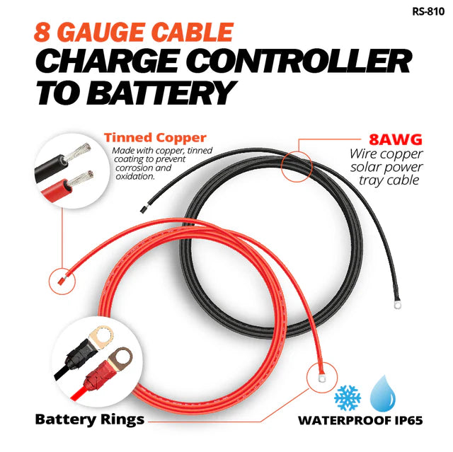 Load image into Gallery viewer, Rich Solar Extension Cable to Connect Charge Controller to Battery | Pair of Red and Black Extension Wires to Connect Charge Controller to Battery Cable | 8AWG RS-810
