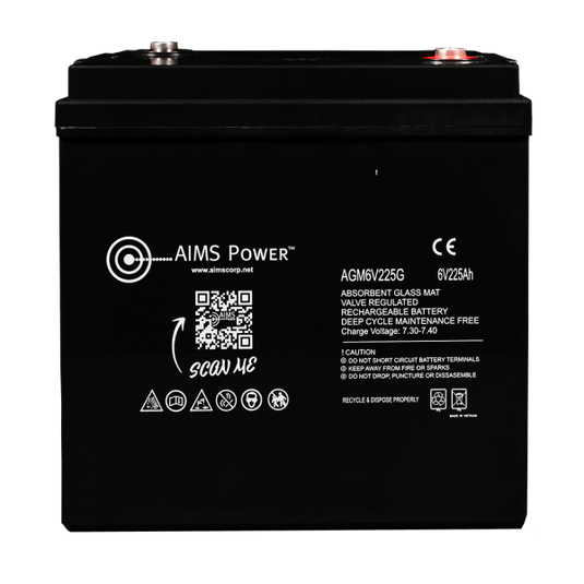 Aims NEW! 6 Volt 225Ah AGM Deep Cycle Battery Heavy Duty AGM6V225G