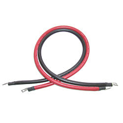 Aim Inverter & Battery Cable 1/0 AWG 8FT Set Black/Red Lugged CBL08FT10