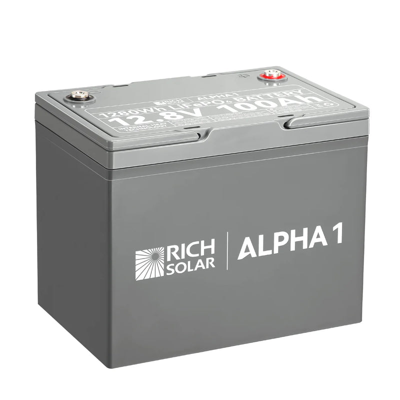 Load image into Gallery viewer, Rich Solar ALPHA 1 | 12V 100Ah LiFePO4 Battery | Powerful 12V Lithium Battery for RVs, Trailers, Vans, Boats, Off-Grid | 5,000 Lifetime Cycles | Bluetooth and Internal Heat Technology RS-B121S
