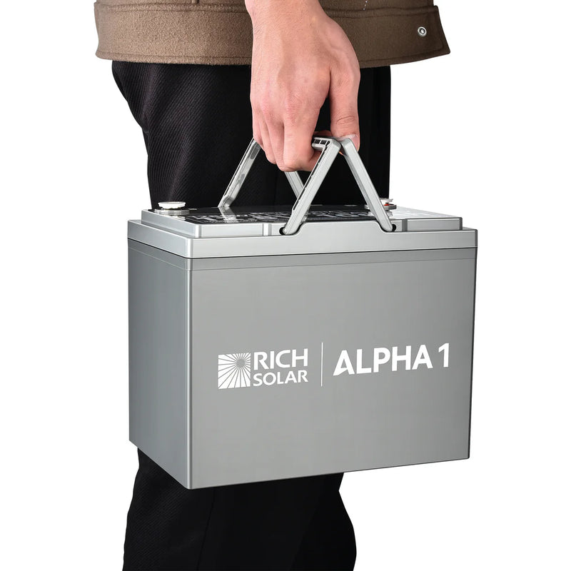 Load image into Gallery viewer, Rich Solar ALPHA 1 | 12V 100Ah LiFePO4 Battery | Powerful 12V Lithium Battery for RVs, Trailers, Vans, Boats, Off-Grid | 5,000 Lifetime Cycles | Bluetooth and Internal Heat Technology RS-B121S
