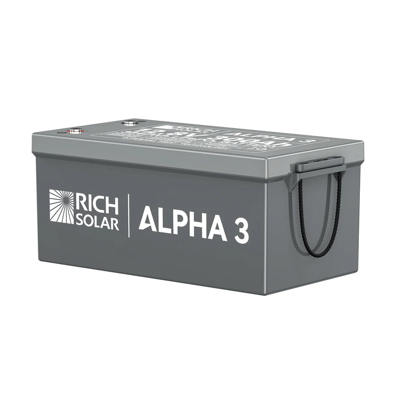 Load image into Gallery viewer, Rich Solar ALPHA 3 | 12V 300Ah LiFePO4 Battery | 12V Lithium Battery for RVs, Cabins, Off-Grid | 5,000 Lifetime Cycles | Internal Heat Techlogy | Bluetooth SKU: RS-B123S

