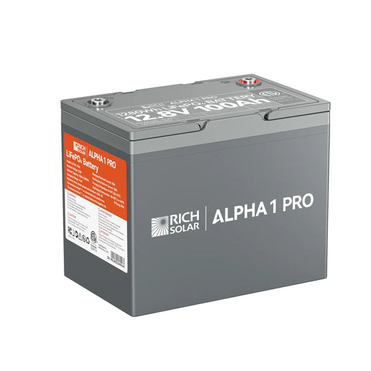 Rich Solar ALPHA 1 PRO | 12V 100Ah LiFePO4 Battery | Premium 12V Lithium Battery for Off-Grid, RVs, Boats | 7,000 Lifetime Cycles | 10-Year Warranty | UL1973 Certified RS-B121SP