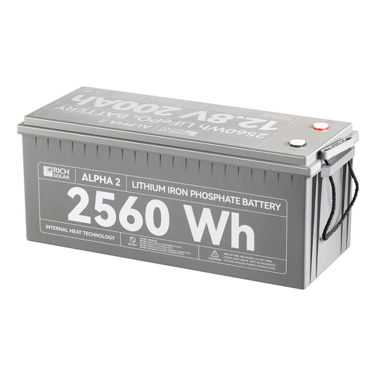 Rich Solar ALPHA 2 | 12V 200Ah LiFePO4 Battery | Powerful 12V Lithium Battery for RVs, Trailers, Vans, Boats, Off-Grid | 5,000 Lifetime Cycles | Bluetooth and Internal Heat Technology  RS-B122S