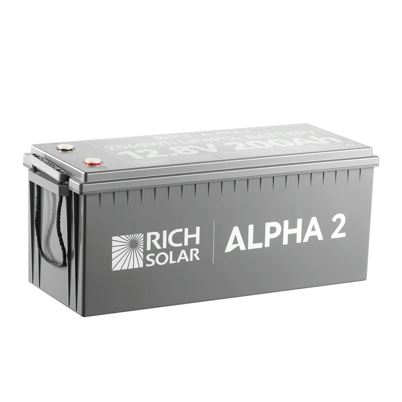 Load image into Gallery viewer, Rich Solar ALPHA 2 | 12V 200Ah LiFePO4 Battery | Powerful 12V Lithium Battery for RVs, Trailers, Vans, Boats, Off-Grid | 5,000 Lifetime Cycles | Bluetooth and Internal Heat Technology  RS-B122S
