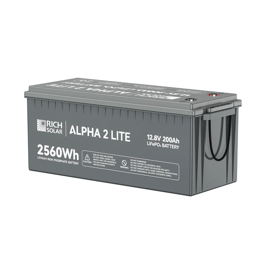 Rich Solar ALPHA 2 LITE | 12V 200Ah LiFePO4 Battery | Best 12V Deep Cycle Lithium Battery for RVs, Trailers, Vans, Boats, Off-Grid | 4,000 Lifetime Cycles | Best Value RS-B12200
