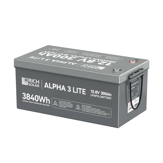 Rich Solar ALPHA 3 LITE | 12V 300Ah LiFePO4 Battery |12V Lithium Battery for RVs, Cabins, Off-Grid | 4,000 Lifetime Cycles RS-B123